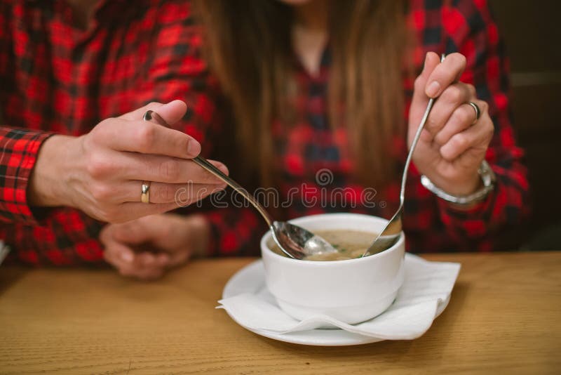 Young women eating soup stock image. Image of enjoyment 3317915