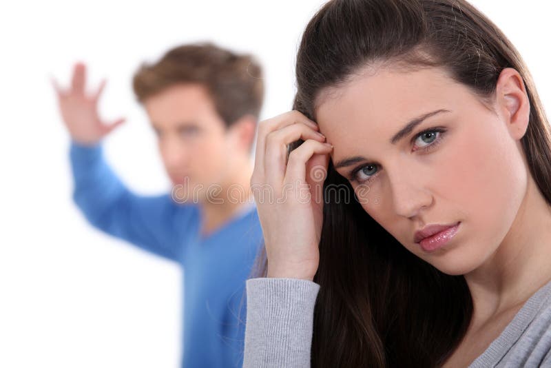 Young couple having argument stock photo