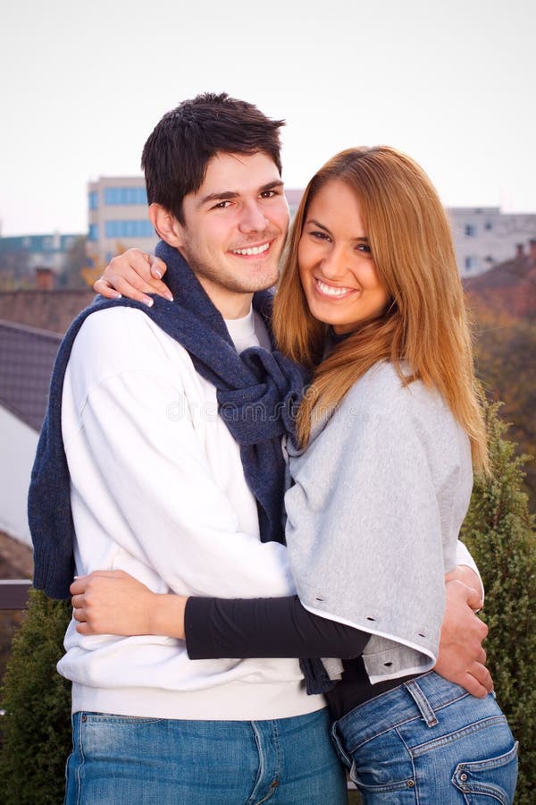 Young couple having fun outside