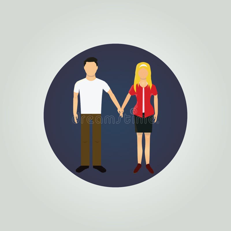 Young couple holding hands. vector illustration