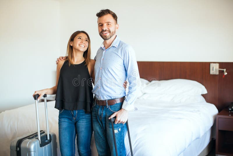 Young Couple On A Hotel Room Stock Image Image Of Casual Copyspace
