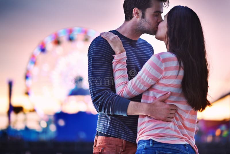 Young Couple Kissing Near Santa Monica Pier Stock Photo - Image of focus,  male: 34833412