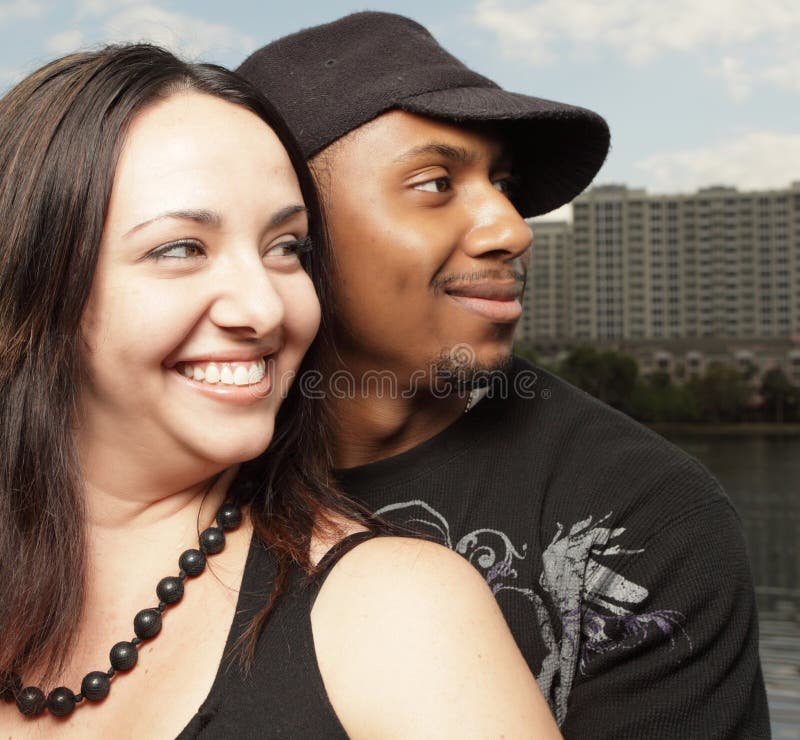 Young couple by the lake