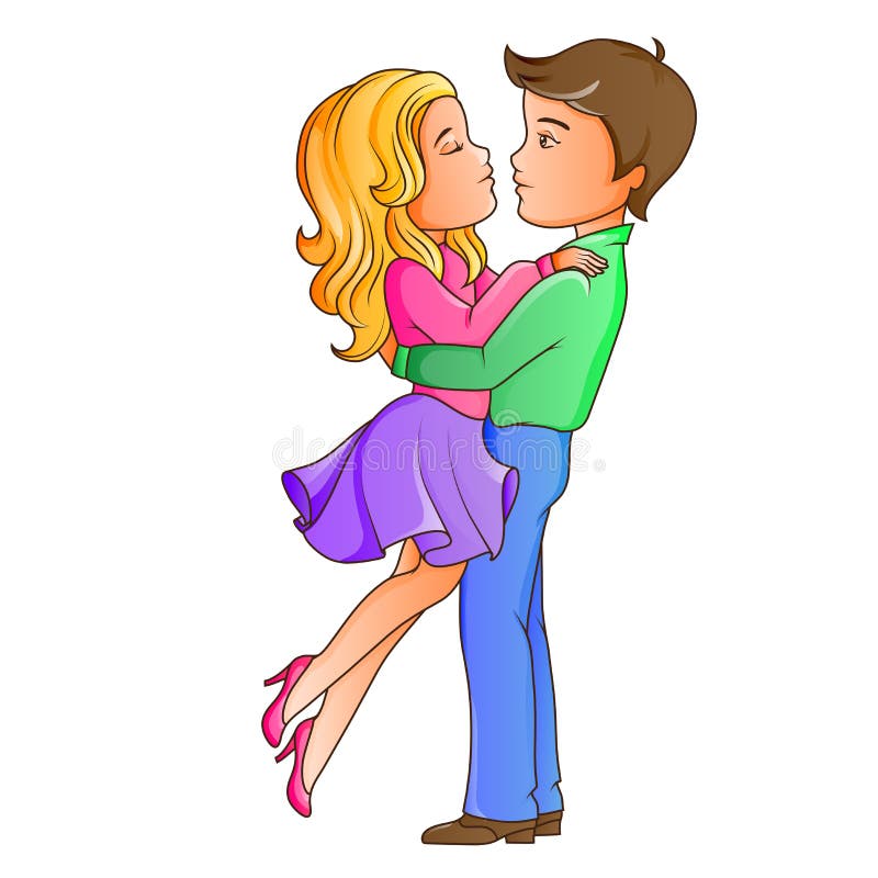 Young couple making a tender hug vector illustration Young couple making a tender hug vector illustration