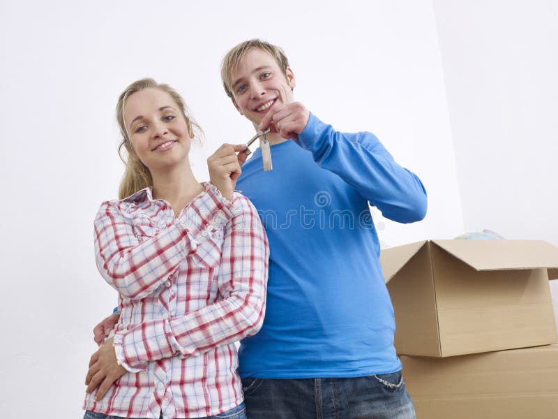 Young couple moving house