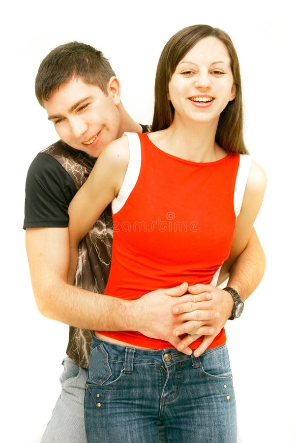 Young couple over white