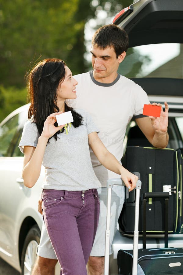 Young couple ready for road trip stock photos