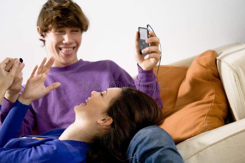 Young couple on the sofa