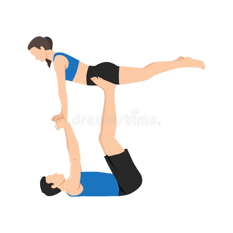 Advanced Partner Yoga Pose Couples Yoga Stock Illustration 1950015586