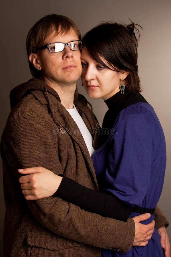 Young couple standing embrace