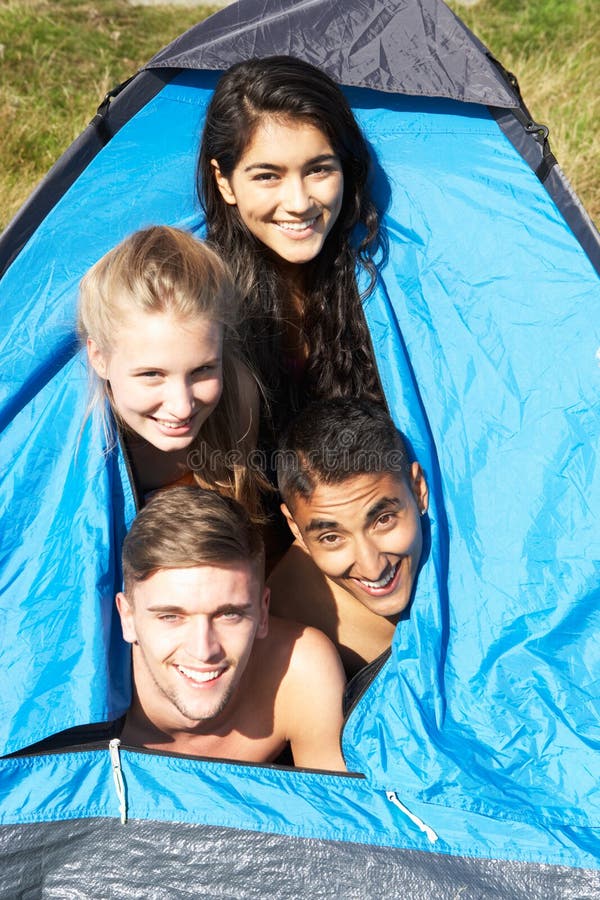 Young Couples on Camping Trip in Countryside Stock Image Image of