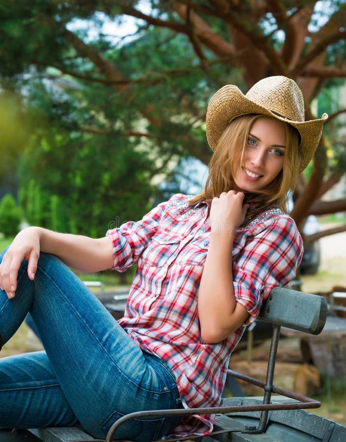 Cowgirl with horse stock photo. Image of face, attractive - 21394016