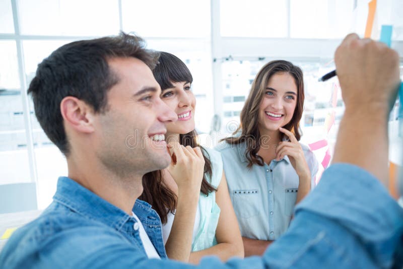 Young Creative Business People Writing Photo Editor Stock Photo Image