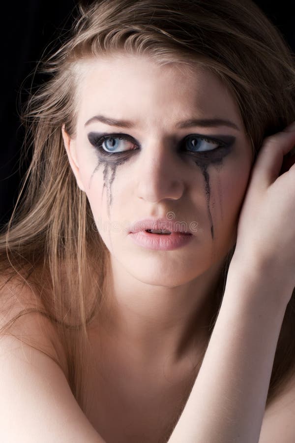 Young Crying Woman On Dark Background Royalty Free Stock Image - Image ...