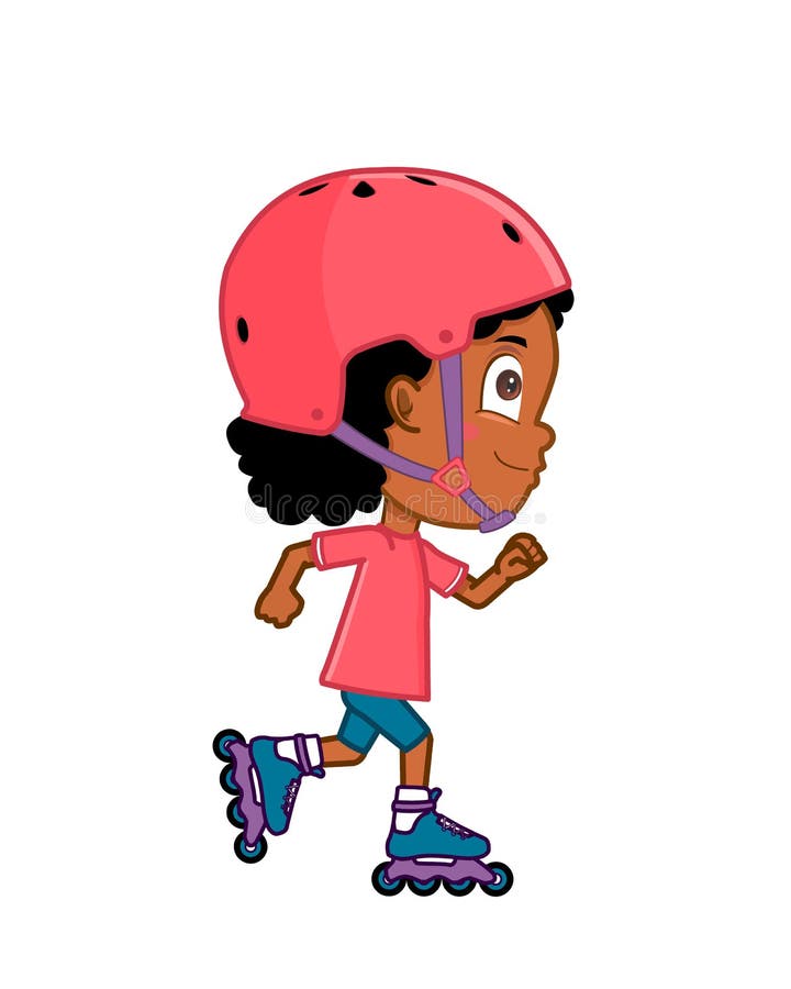 African ethnicity girl roller skating
