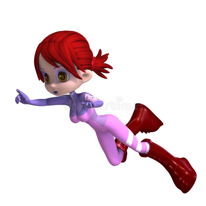 Young and cute cartoon astronaut with red hair.