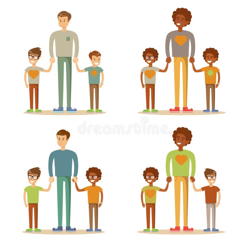 Young dad is enjoying time with his children. royalty free illustration Young dad is enjoying time with his children. royalty free illustration