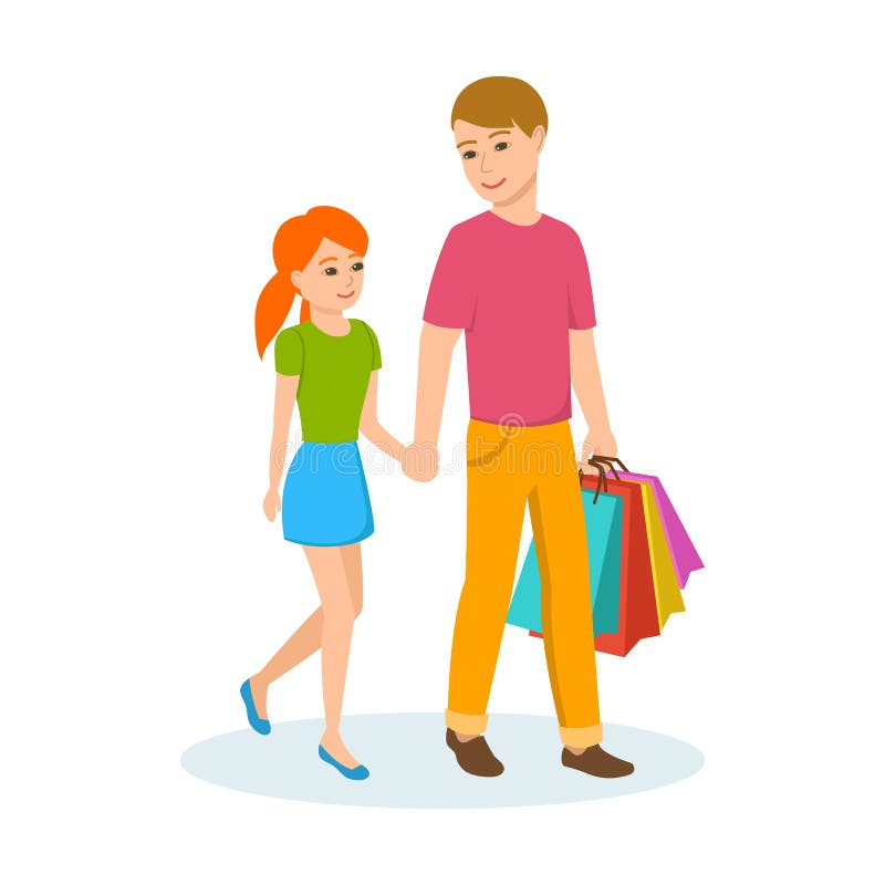 Download Young Dad Walking Daughter Down The Street Holding Hands ...