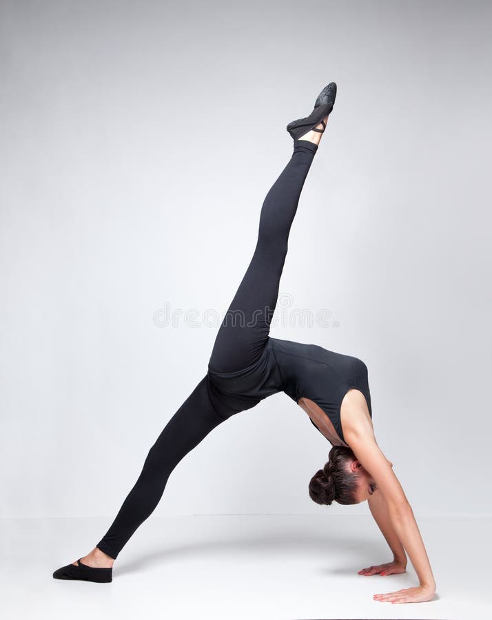 Ballerina Stretches Herself Near Barre at Ballet Studio, Full Length  Portrait, Performing Twine. Stock Image - Image of lifestyle, dance:  102180305
