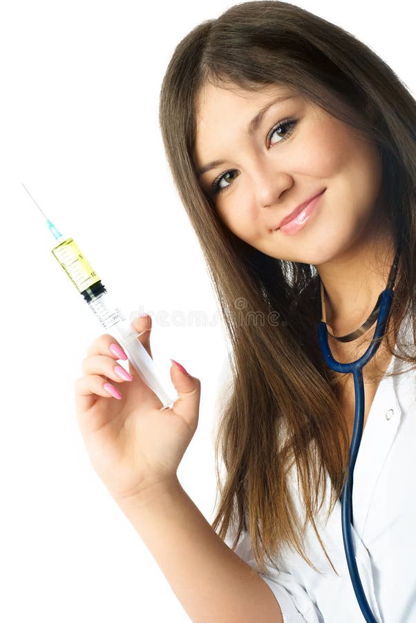 Young doctor giving an injection