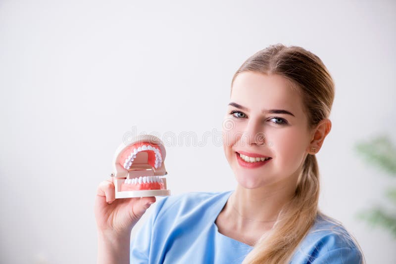 The Young Doctor Nurse with Dentures Stock Image Image of oral