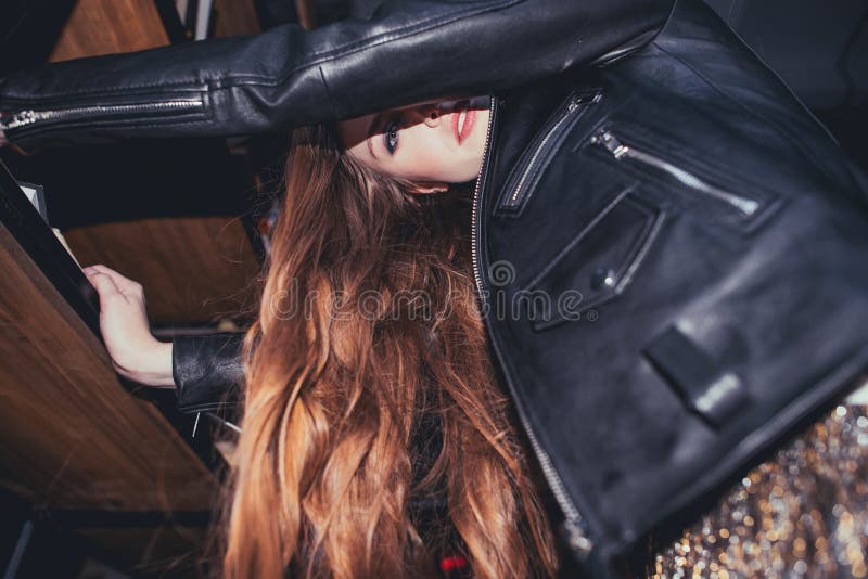 Young drunk woman in messy room after party royalty free stock photo Young drunk woman in messy room after party royalty free stock photo