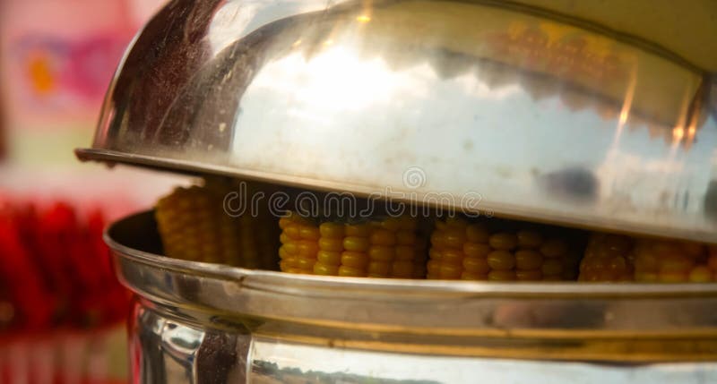The young ears boiled corn in a street cafe royalty free stock image The young ears boiled corn in a street cafe royalty free stock image