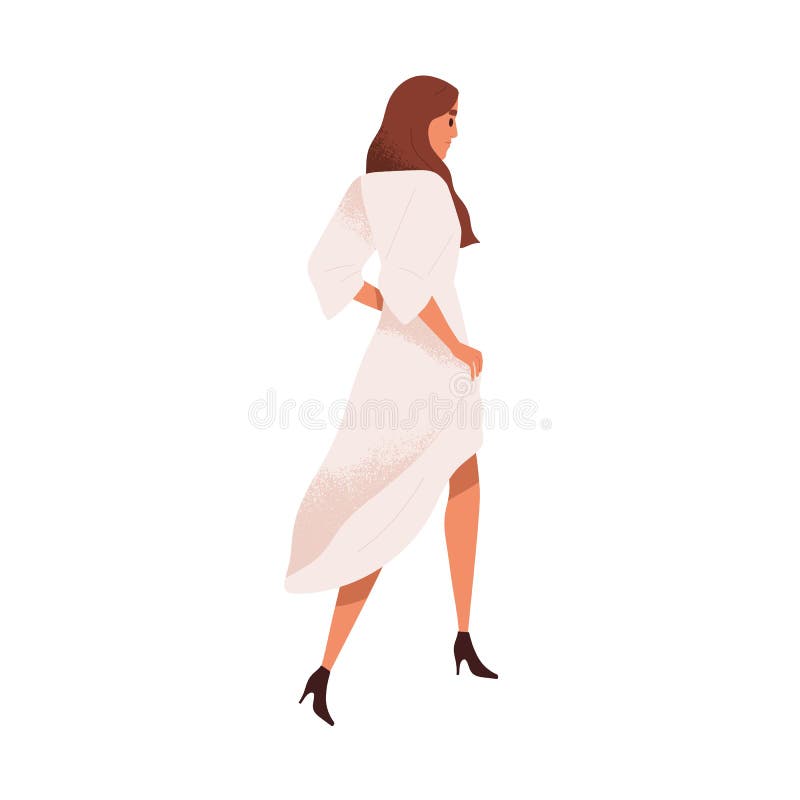 Young Elegant Woman Walking. Pretty Graceful Female in Dress and Heeled ...
