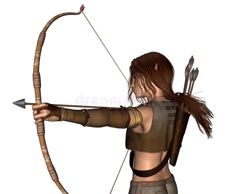 Young Elven Hunter with Bow - portrait vector illustration Young Elven Hunter with Bow - portrait vector illustration