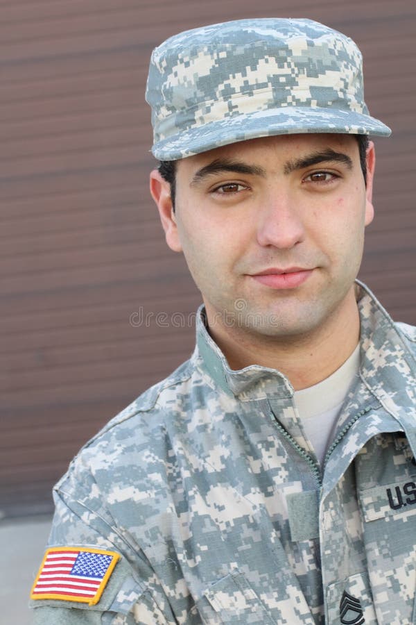 Young ethnic American soldier headshot stock image Young ethnic American soldier headshot stock image