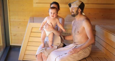 sauna family nudist Young Family with a Little Boy in Sauna Stock Video - Video of happy,  mother: 219779741