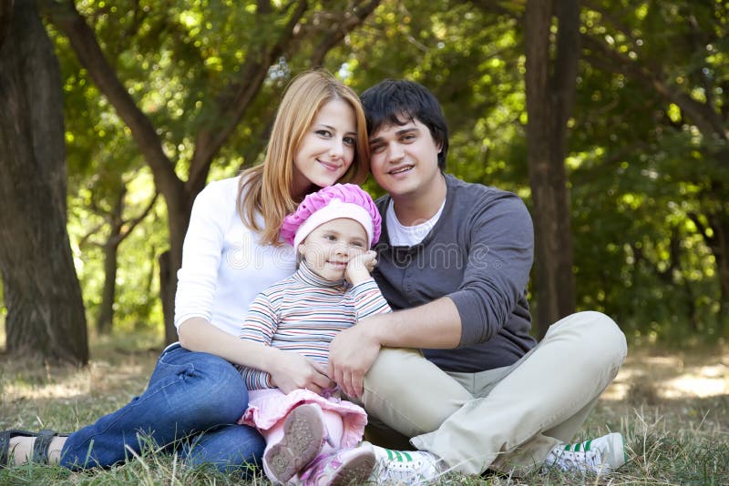 Young family at outdoor. Spring