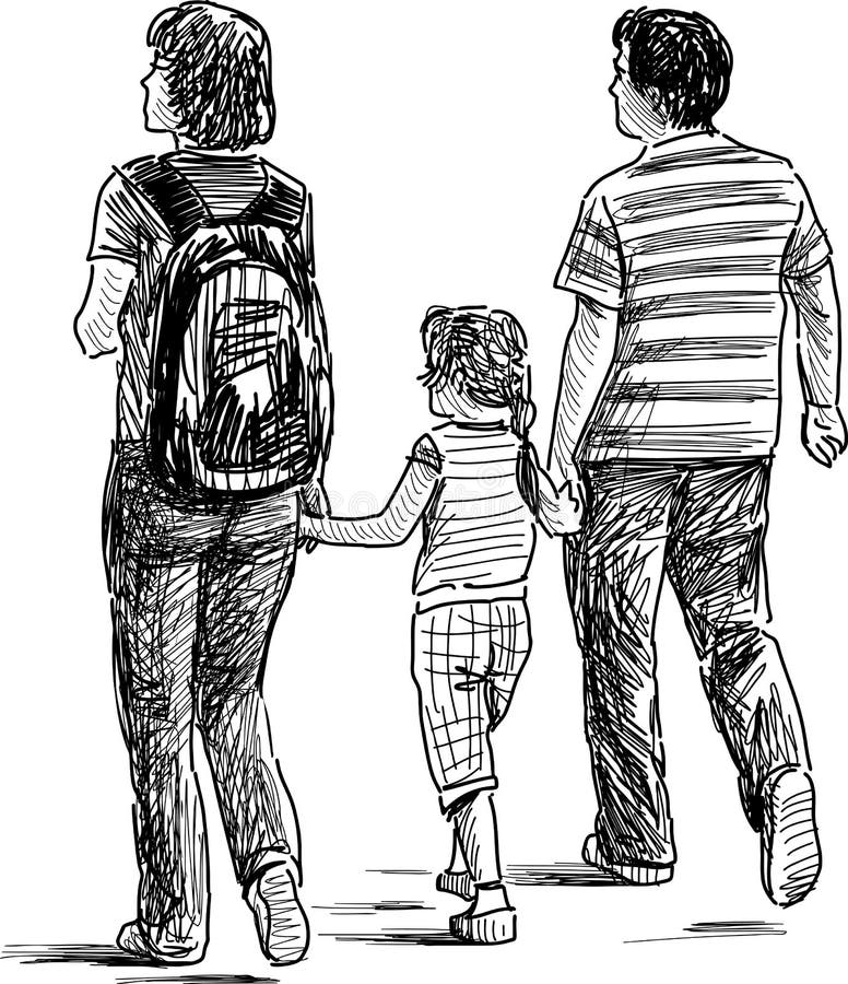 Young family on a walk stock vector. Illustration of recreation - 39749051