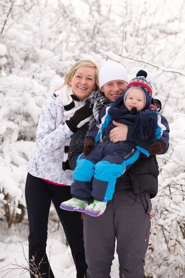 Young family in winter