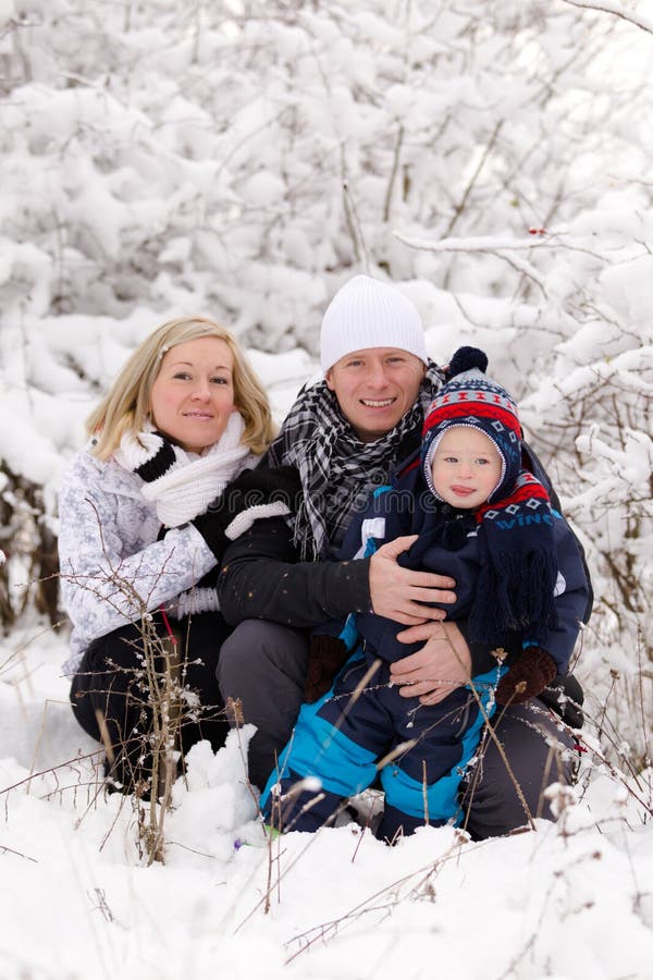 Young family in winter