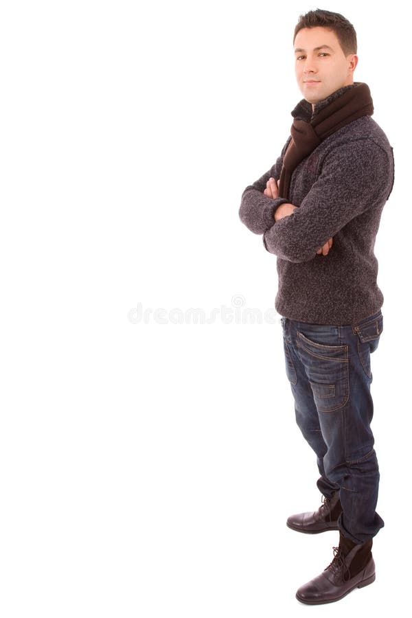 Young fashion man wearing winter cloths