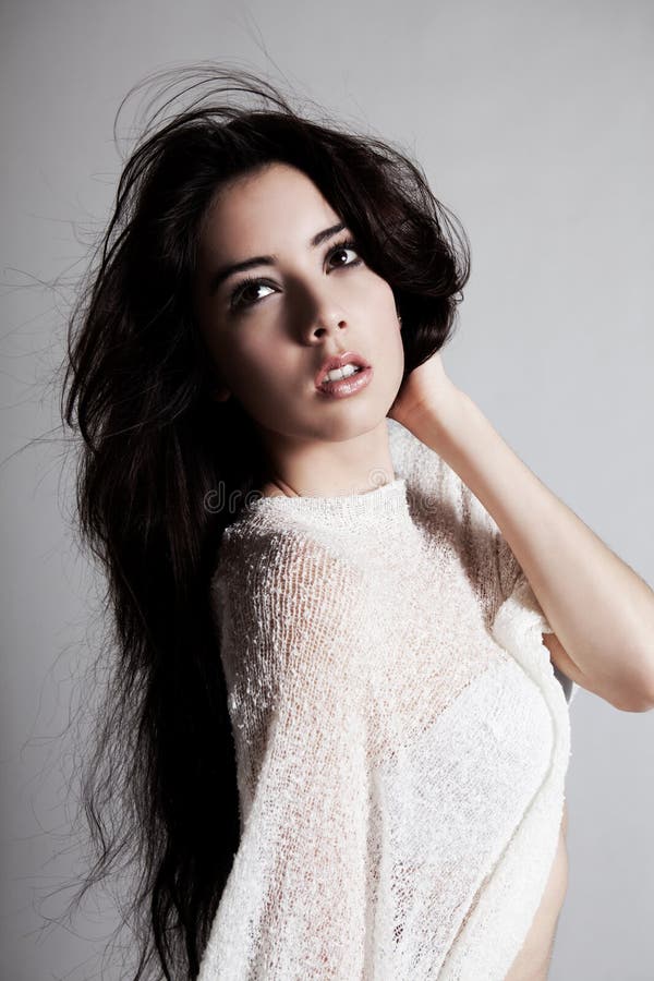 Young Fashion Model with Windswept Hair