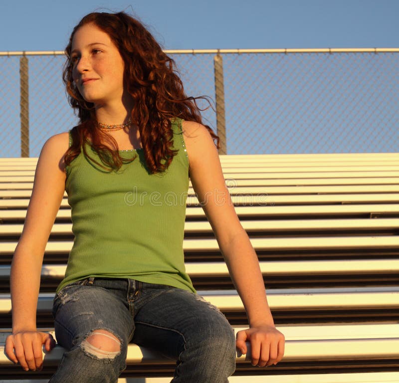 Young Female On Bleachers Royalty Free Stock Photography Image 7238067