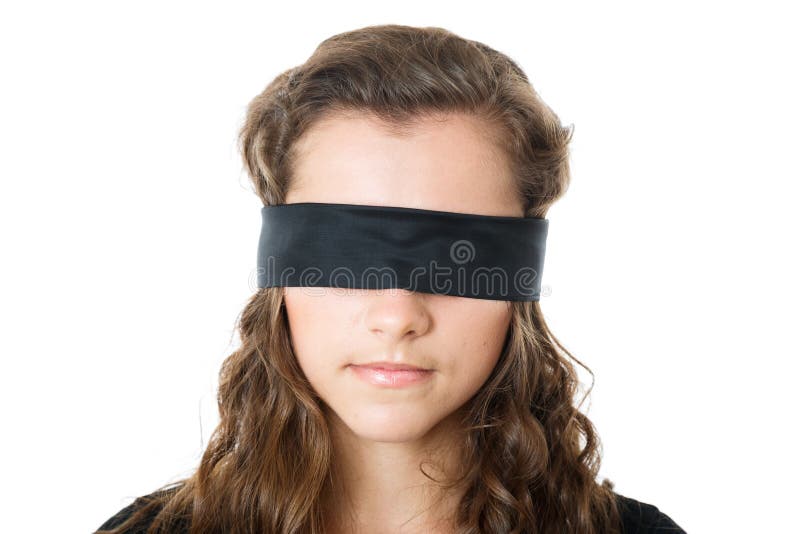 Sleepy Woman With Blindfolds On Eyes Stretching Stock Photo