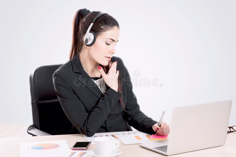 Young female customer support stock photo