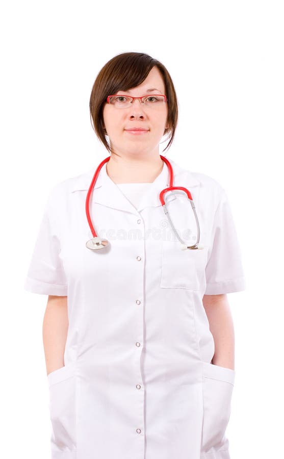 Young female doctor, isoalted on white