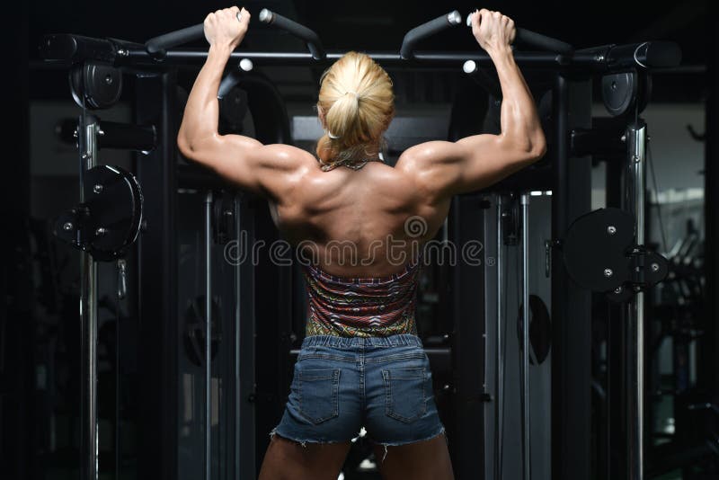 Young Female Doing Back Exercises in the Gym Stock Photo Image of