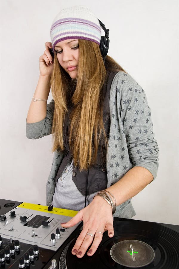 Young Female Hiphop Dj Playing Stock Image Image of crossfading