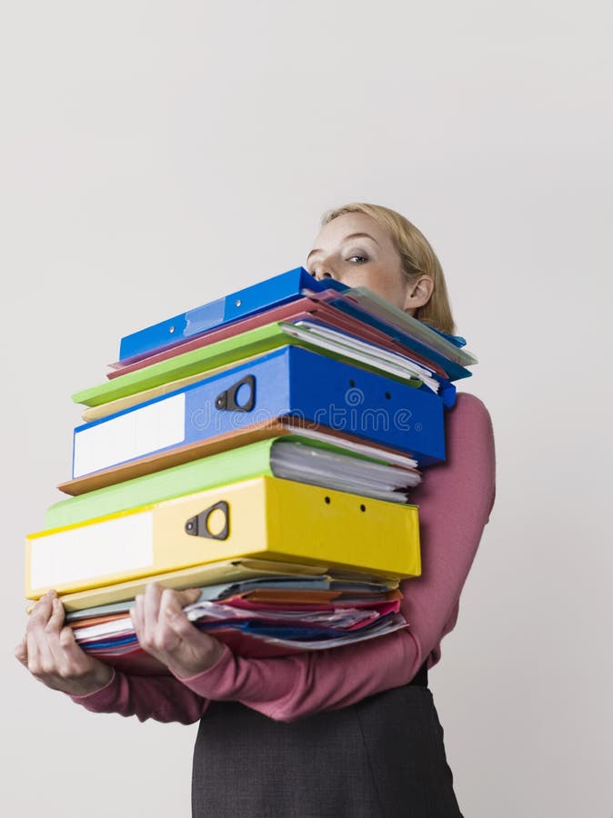 Standing Woman Carrying Binder Stock Photo Image of clerk, career