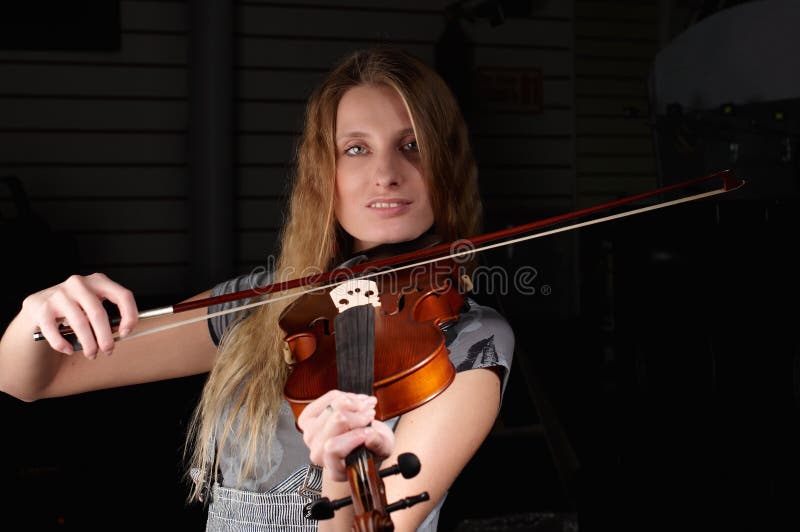 Young Female Play on Violin Stock Photo Image of band, musician 12307866