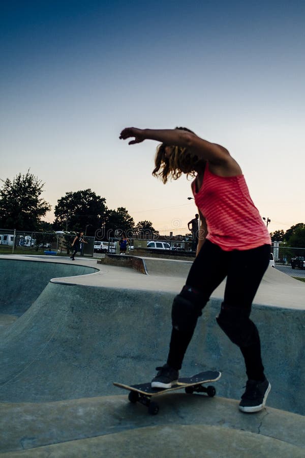 Young Female Skateboarder At The Skatepark Editorial Stock Image ...