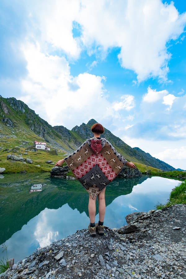 Young Woman Traveler in Mountains Stock Image - Image of lifestyle ...