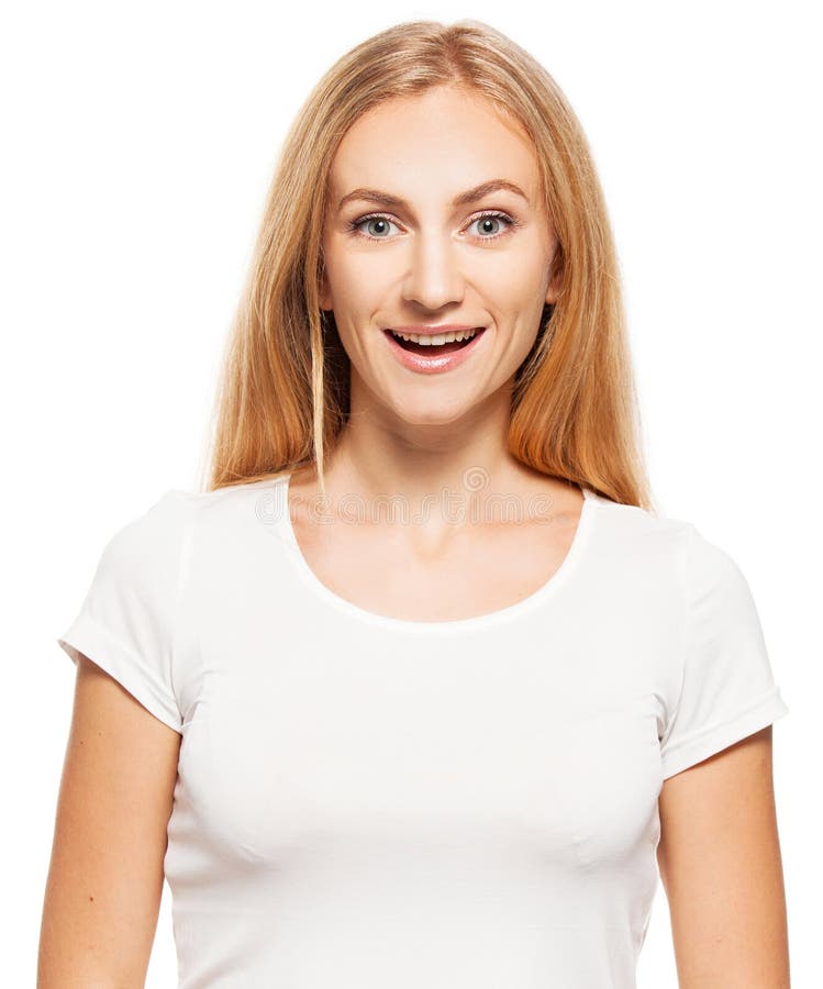 Young Female at White Background Stock Image Image of background, cheerful 91937087