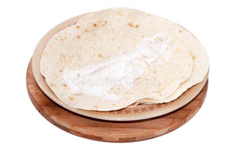 Young Feta Cheese Spread on Mexican Tortilla Stock Image Image of