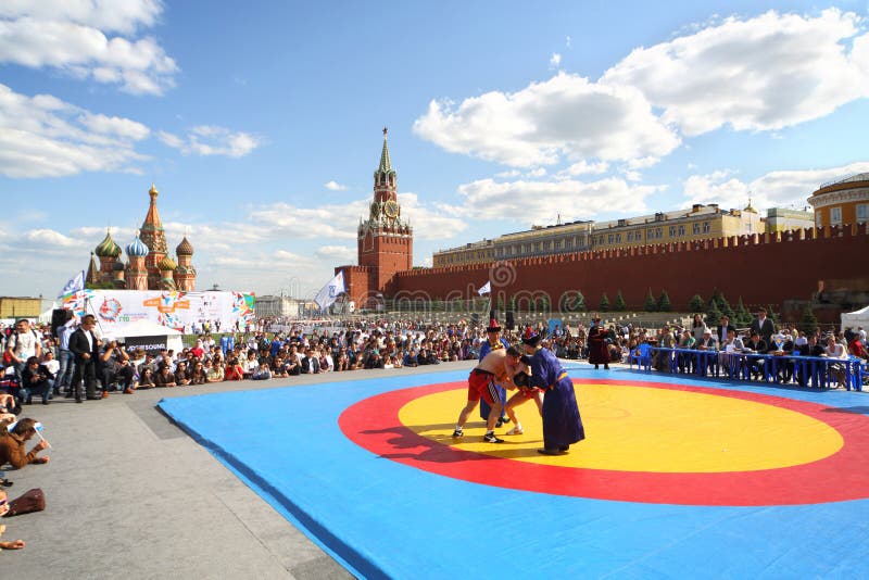 The Fighters Locked Mongolian Wrestling Editorial Stock Image - of celebrations, goal: 30983424